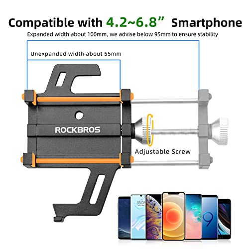 ROCKBROS Bike Phone Holder, Motorcycle Phone Mount,5-Claw Lock Anti-Shake - color: Orange