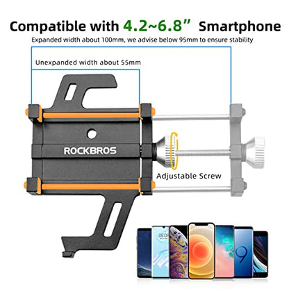 ROCKBROS Bike Phone Holder, Motorcycle Phone Mount,5-Claw Lock Anti-Shake - color: Orange