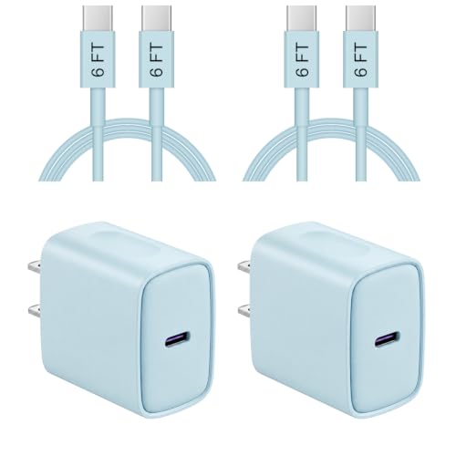 iPhone 17 16 15 Charger Fast Charging 6FT - 20W USB C Charger Block - color: Blue, size: 6FT