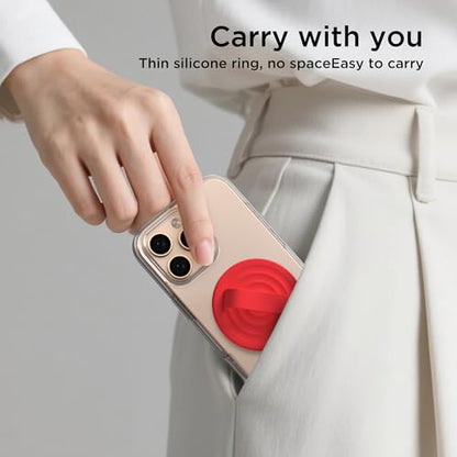 Magnetic Phone Grip for MagSafe, Silicone Ring Grip, Red - color: Red
