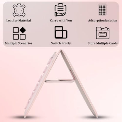 Aiivioll 4-in-1 Magnetic Grip Card Stand for MagSafe, Bare Phone Use, Pink - color: Pink