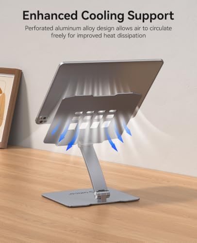 ORICO Sturdy Aluminum Foldable Tablet Stand, Fits iPad 12.9", FB1, Gray - color: Gray