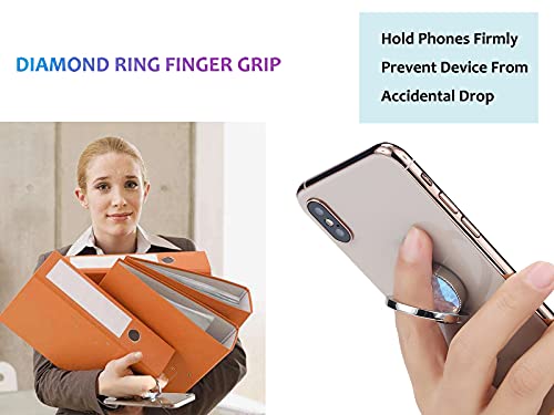 Glitter Bling Bling Phone Ring Holder,Sparkle Phone Ring Grip Artificial Stand with Flat Diamond,Flat Rhinestone Cell Finger Ring for Phones,Pad(Silver) - color: Silver