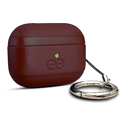 Dreem Om Case Cover with Keychain Clip Compatible with AirPods Pro 2/Pro, Protective One-Piece Hard Shell, Luxury Vegan Leather AirPod Pro Case 2nd/1st Generation with Separate Clip [Coffee] - color: Coffee, size: AirPods Pro 2