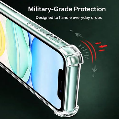Clear Case for iPhone 13, 14, 15, Shockproof TPU Slim Transparent Phone Case, Anti-Yellow Protective Cover, Lightweight Scratch Resistant