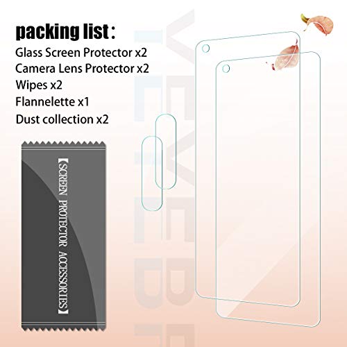 YEBF Galaxy A21 HD Clear Tempered Glass Screen Protector + Camera Lens Protectors by YEYEBF,[2+2 Pack] [3D Glass] [Anti-Glare] [Bubble-Free] Screen Protector Glass for Samsung Galaxy A21 - size: Galaxy A21