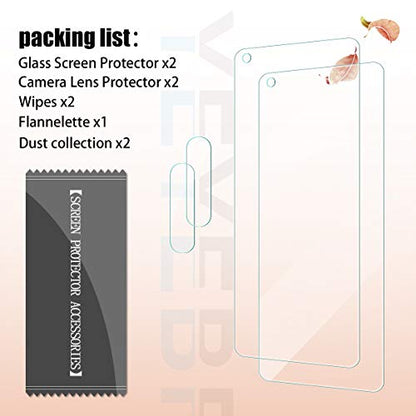 YEBF Galaxy A21 HD Clear Tempered Glass Screen Protector + Camera Lens Protectors by YEYEBF,[2+2 Pack] [3D Glass] [Anti-Glare] [Bubble-Free] Screen Protector Glass for Samsung Galaxy A21 - size: Galaxy A21