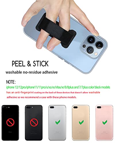 Finger Strap Phone Holder - Ultra Thin Anti-Slip Universal Cell Phone Grips Band Holder for Back of Phone -2Pack(Black) - color: Black