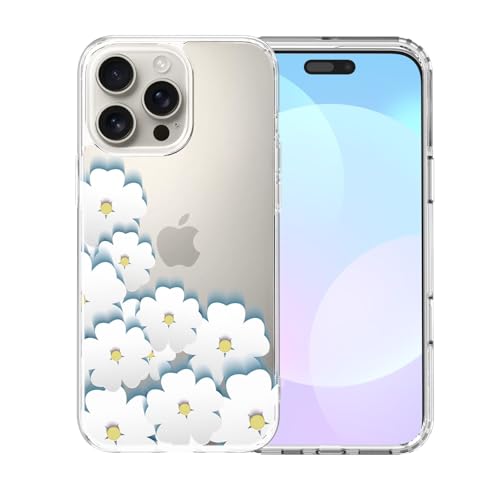 IAIYOXI Clear Case for iPhone 16 Pro, [Crystal Clear Military-Grade Drop Protection], Non-Yellowing, Slim Lightweight Transparent TPU Bumper Phone Case Cover Design - White Flower - color: White Flowers, size: iPhone 16 Pro