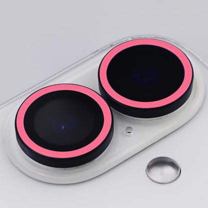Luminous Camera Lens Protector for iPhone 16/16 Plus Individual Metal Ring Tempered Glass Glow in The Dark Lens Cover (2PCS) (Pink, for iPhone 16/16 Plus) - color: Pink