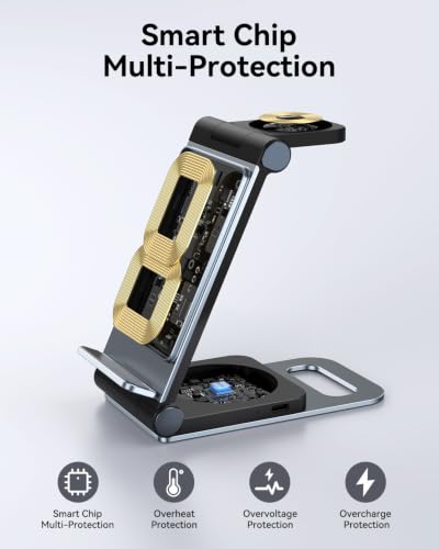 Wireless Charger for Samsung 3 in 1 Wireless Charging Station Stand - color: Elegant Black