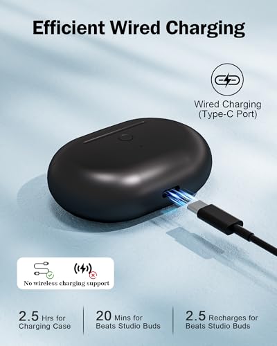 Charging Case Replacement for Beats Studio Buds - Earbuds Charger Case with Bluetooth Pairing Sync Button, 660mAh Battery (Earbuds Not Included) - color: Beats Studio Buds Black