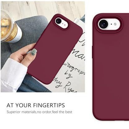 GUAGUA Compatible with iPhone 17e Case 6.1 Inch Liquid Silicone Soft Gel Rubber Slim Thin Microfiber Lining Cushion Texture Cover Shockproof Protective Phone Case for iPhone 17e, Wine Red - color: Wine Red, size: iPhone 16e/iPhone 17e