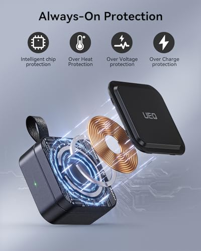 UEQ 3 in 1 Wireless Charging Station for Apple Devices,Compatible with MagSafe Charger Stand,Foldable Fast Travel Magnetic Wireless Charger for iPhone 17 Air 16 15 14 13 12,Apple Watch&AirPods Pro