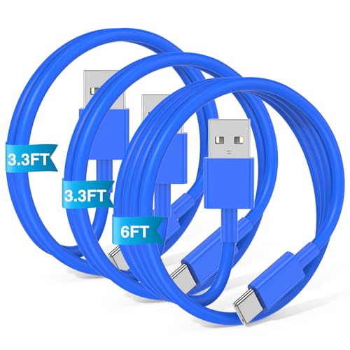 3-Pack Blue [3.3FT+3.3FT+6FT] USB A to USB C Cable, Compatible with iPhone 15/16, iPad, Samsung, MacBook, PS5 and More, Fast Charging, Carplay Cable - color: Blue, size: 6FT+3.3FT+3.3FT