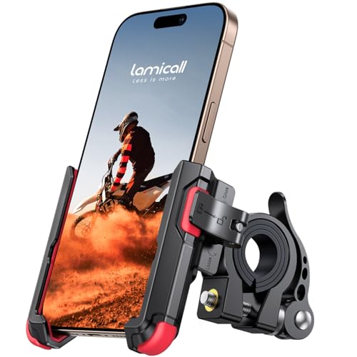 Lamicall Motorcycle Bike Phone Mount, 1s Lock Bike Phone Holder - color: Red