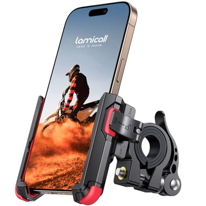 Lamicall Motorcycle Bike Phone Mount, 1s Lock Bike Phone Holder - color: Red