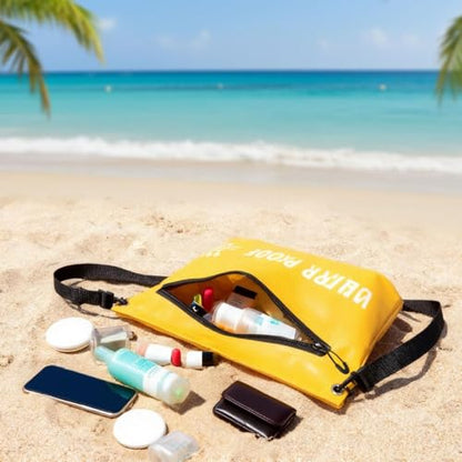 Mesh Beach Bag with Pockets, Extra Large Capacity Pool Tote Bag - color: Yellow