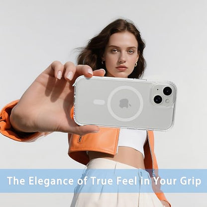 Magnetic iPhone 14/13 case,Compatible with Magsafe, Military-Grade Protection,Slim Translucent Matte Shockproof with Anti-Scratch Anti-Fingerprint Phone Cover (Transparent, iPhone 14/13) - color: Transparent, size: iPhone 14/13