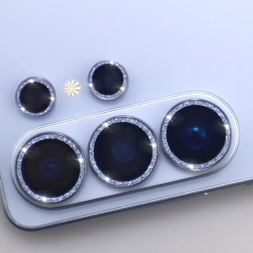 for Samsung Galaxy S26 Ultra Camera Lens Protector, Bling Glitter Metal Ring Tempered Glass Lens Cover Accessories (Sky Blue) - color: Sky Blue