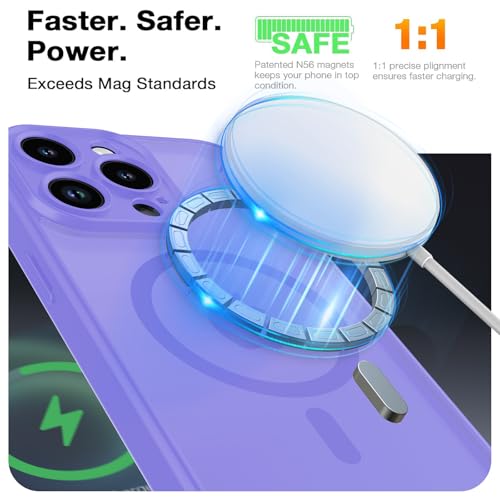 Magnetic Case for iPhone 13 Pro 6.1-Inch, [Compatible with Magsafe][Full Camera Protection] Ultra Slim Translucent Matte Shockproof Protection Phone Cover-Light Purple - color: Light Purple, size: iPhone 13 Pro