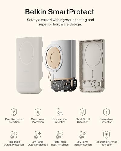 Belkin 10000mAh Qi2.2 25W MagSafe Power Bank with Kickstand and Display - color: Sand