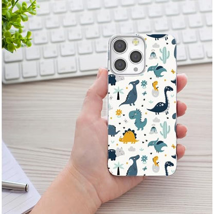 for iPhone 14 Pro Max Case for Women Girl Men, Full Protective Shockproof Slim Soft TPU Clear Phone Cover Cases for iPhone 14 ProMax 6.7,Cute Cartoon Animal Dinosaur Volcanoes Tropical Plant - color: Dinosaur