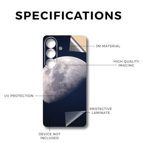 Phone Skin Compatible with Samsung Galaxy S26 - Moon - Premium 3M Vinyl Protective Wrap Decal Cover - Easy to Apply | Crafted in the USA by MightySkins - color: Moon, size: Galaxy S26 (Back Wrap), style: Matte Finish
