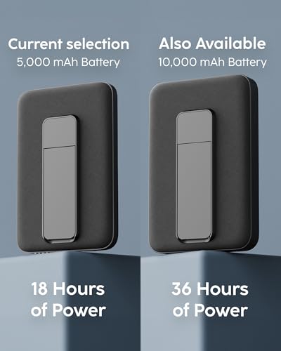 myCharge CliqLuxe Magnetic Wireless Power Bank 5,000mAh | iPhone & MagSafe Compatible | Qi2.2 25W Mag Safe Portable Charger | Built-in Stand | 20W PD USB-C Port | Premium Black Fabric - size: 5K, style: Without Wall Plug (Black)