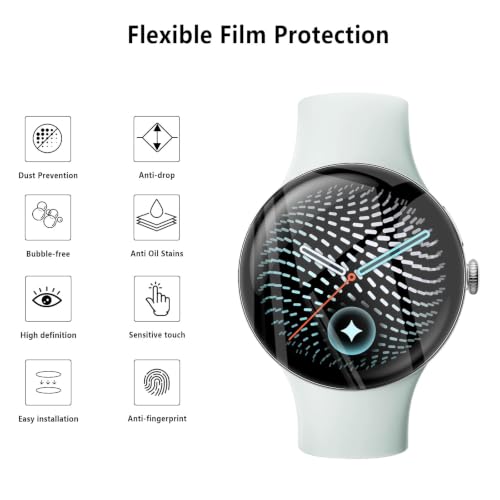 6-Pack for Google Pixel Watch 5 41mm Screen Protector, Soft Flexible TPU Ultra-Thin Self-Healing Bubble-Free Protective Film for Pixel Watch 5 41mm, HD Clear Case-Friendly Easy Installation - size: Google Pixel Watch 5 41mm