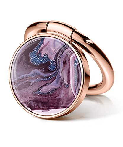 GVIEWIN Marble Cell Phone Ring Holder, Metal Kickstand Grip 360° Rotation - color: A-Quicksand/Purple