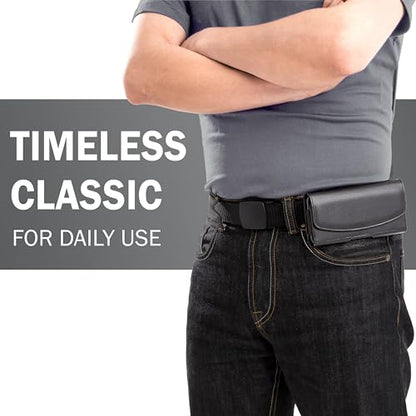 Cell Phone Belt Holder with Clip, Holster for Men, Premium Cellphone Pouch Case for iPhone 17, 16e, 16, 15, 14, 13, 12, 11 & Pro Models, (Fits with Otterbox Commuter Case on), Black - size: Standard iPhone