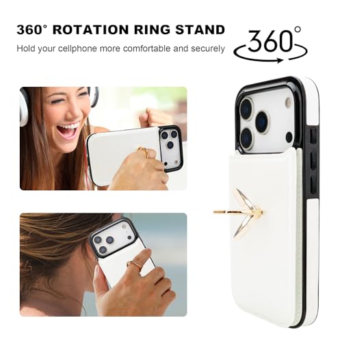 ONETOP for iPhone 18/17 Pro Wallet Case with Credit Card Holder,White - color: White