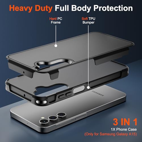 zapica Designed for Samsung Galaxy A15 5G Case, Black | Military Grade Drop Protection, Dual Layer Structure Design, Heavy Duty Shockproof Non-Slip Phone Cover - color: Black, size: Samsung Galaxy A15 5G 6.5''