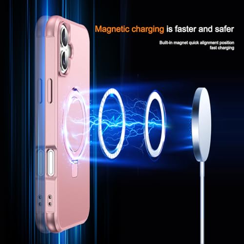 SKYLMW Compatible with iPhone 17 Case with Stand,Rose Gold | iPhone 17 Phone Case 6.3",Magnetic Ring Stand,Compatible with MagSafe,Military-Grade Protection,Great Grip Feeling - color: Rose Gold, size: Iphone 17