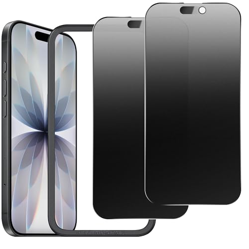 2 Pack Matte Privacy Screen Protector for iPhone 17 / iPhone 16 Pro 6.3",Anti-Glare Anti-Fingerprint,No Dazzling Anti-Spy,Smooth Responsive Touch Glass Film,Installation Frame - size: for iPhone 16 Pro / iPhone 17