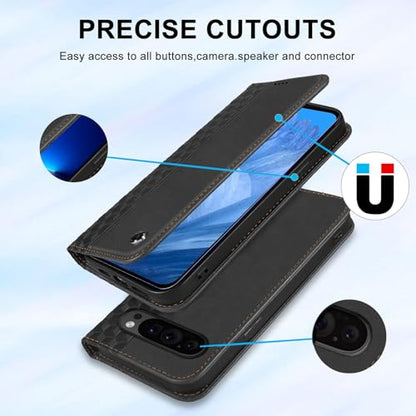 Wallet Case for Google Pixel 9/9 Pro 2024 6.3 inch- [Strong Magnetic] PU Leather Folio Flip Case with Card Holder Kickstand Protective Phone Cover - Black - color: Black, size: Google Pixel 9/9 Pro 6.3"