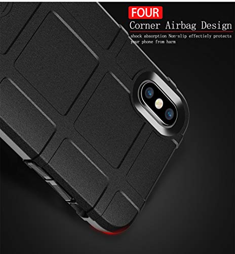 for iPhone Xs/X case, (Rugged Shield Series) TPU Thick Solid Armor Tactical Protective Cover Case for iPhone Xs/X (5.8 inches) - Dark Black - color: Dark Black