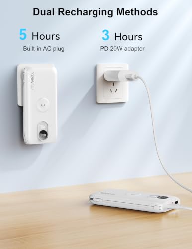 Portable Charger 10000mAh 20W, Wall Plug, 2 Cables, iWatch Charging - color: Auroral White