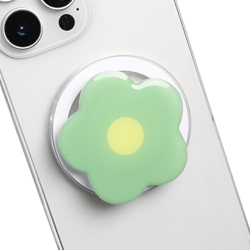 Cute Flower Series Collapsible Design Phone Grip (Magnetic, Green) - color: Green, style: Magnetic