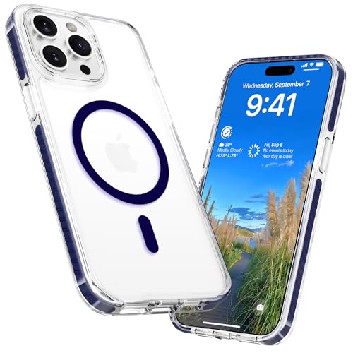 LATVIN for iPhone 13 Pro Case Clear, Magnetic Phone Cover, Compatible with MagSafe, Military Grade Protection, Biult-in Shockproof Bumper, Transparent Anti-Yellowing, Blue - color: Blue, size: for iPhone 13 Pro 6.1 inch