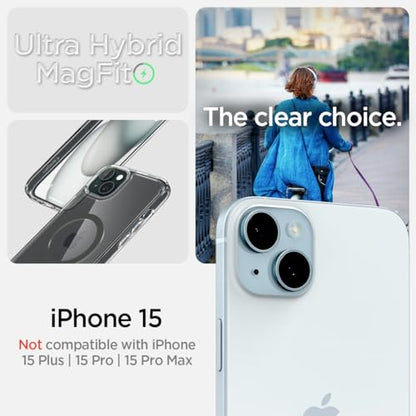 Spigen for iPhone 15/14/13 Case, Ultra Hybrid MagFit [Anti-Yellowing] [Compatible with Magsafe] - Clear Graphite - color: Clear Graphite, size: iPhone 15 / 14 / 13