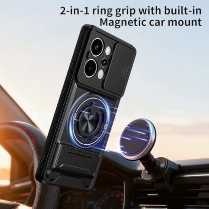 Compatible with Realme P4 Power 5G Case Cover,Compatible with Realme P4 Power 5G RMX5107 with Slide Camera Cover Phone Stand Protective Case Black - color: Black, size: Compatible with Realme P4 Power 5G