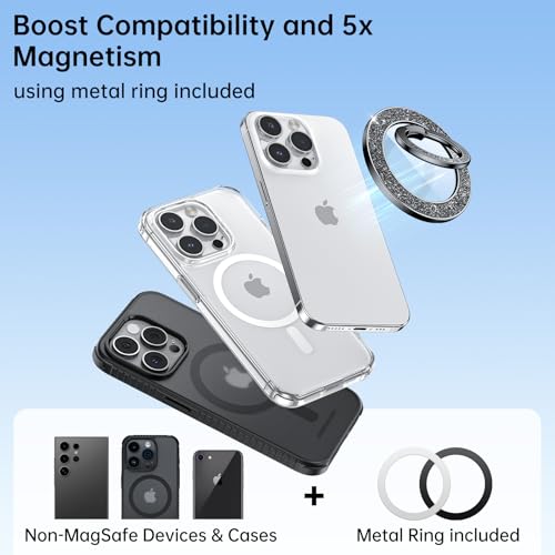 Syncwire Magnetic Phone Grip for MagSafe,Sparkle Ring Holder,Black Diamond - color: Black Diamond