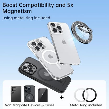 Syncwire Magnetic Phone Grip for MagSafe,Sparkle Ring Holder,Black Diamond - color: Black Diamond