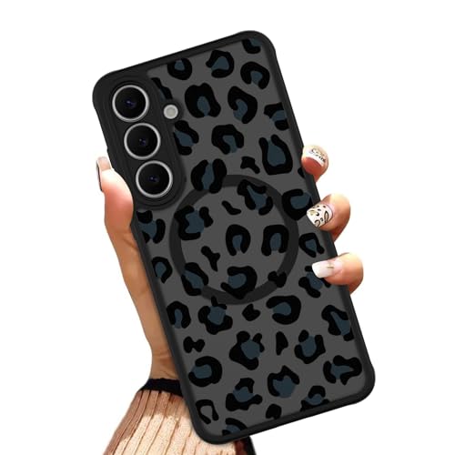 OOK Phone Case Fit for Samsung Galaxy S25 FE 6.7 Inch, Black Leopard Print | Wireless Charging Compatible, Magnetic Phone Cover, Soft TPU + Hard PC, Anti-Scratch, Shockproof Protection, for Women - color: Black Leopard, size: for Samsung Galaxy S25 FE