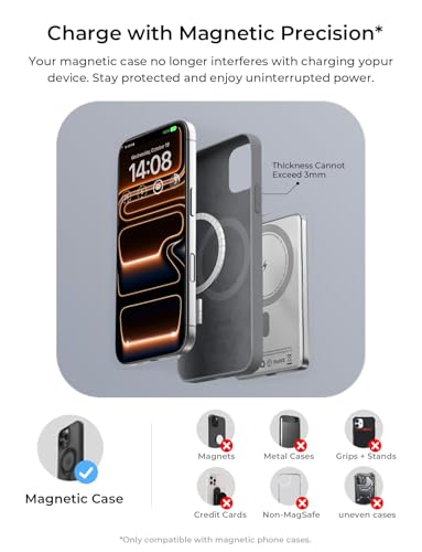 LISEN 0.5‘’ Ultra Slim MagSafe Portable Charger,10000mAh Wireless Card Slim MagSafe Battery Pack iPhone 17 Air Accessories,Magnetic Power Bank for iPhone 17 Pro Max Plus Air/16/15/14/13/12，GlacierGray - color: Glacier Gray