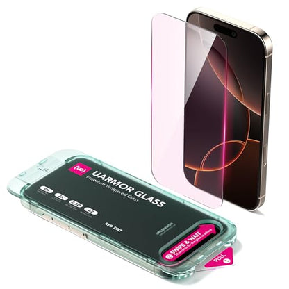UARMOR Red Light Screen Protector for iPhone 16 Pro [6.3 Inch] Anti Blue Light, Double Strength 9H Tempered Glass with Easy Installation Kit, Case Friendly Fit - 2Pack - size: iPhone 16 Pro
