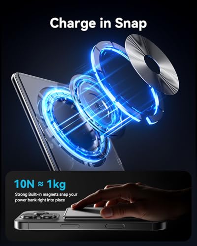 Kuulaa Power Bank Ultra Slim, 0.28 in MagSafe PowerBank 5000 mAh, PD20W Small Power Bank, Magnetic Wireless External Mobile Phone Batteries for iPhone 16 Pro/15/14/13/12 Series (White) - color: White