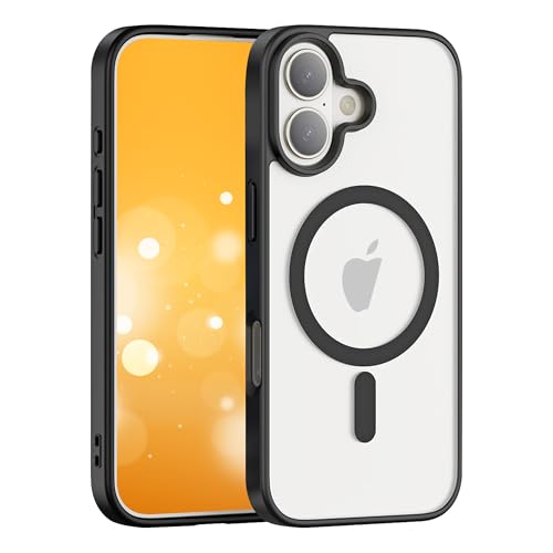 Strong Magnetic for iPhone 16 Plus Clear Black Case Compatible with Magsafe, Anti-Yellowing and Anti-Scratch with Airbag, Upgrade Camera Protective Phone Case - color: Clear Black Magnetic, size: For IPhone 16 Plus